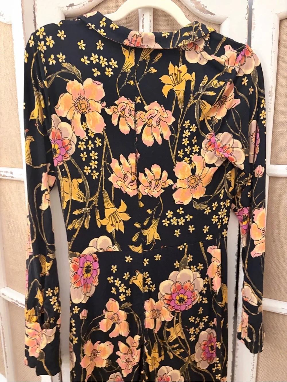 Free People Shayla Long Sleeve Wide Leg Jumpsuit Knit Jersey Midnight Small NWT
